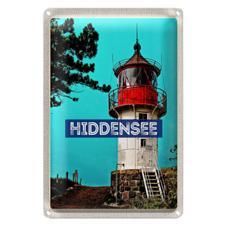 Blechschild Reise 20x30cm Hiddensee Leuchtturm Strand Meer