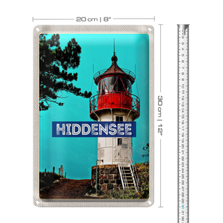 Blechschild Reise 20x30cm Hiddensee Leuchtturm Strand Meer