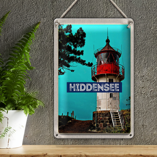 Blechschild Reise 20x30cm Hiddensee Leuchtturm Strand Meer