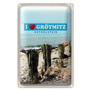Blechschild Reise 20x30cm Grötmitz Ostholstein Meer Sand Strand
