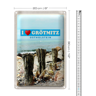Blechschild Reise 20x30cm Grötmitz Ostholstein Meer Sand Strand