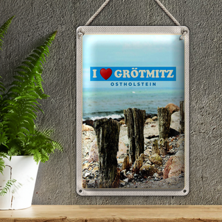Blechschild Reise 20x30cm Grötmitz Ostholstein Meer Sand Strand