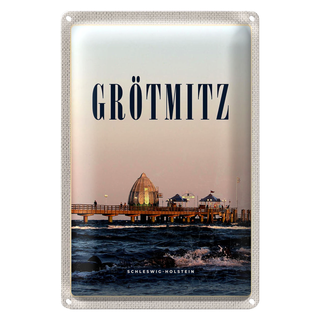 Blechschild Reise 20x30cm Grötzmitz Schleswog-Holstein Strand