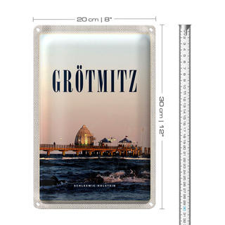 Blechschild Reise 20x30cm Grötzmitz Schleswog-Holstein Strand