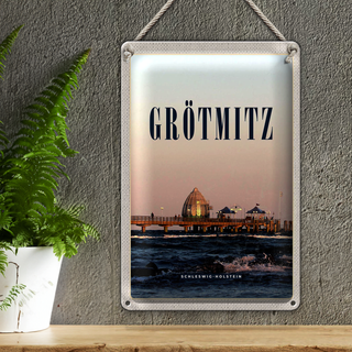 Blechschild Reise 20x30cm Grötzmitz Schleswog-Holstein Strand