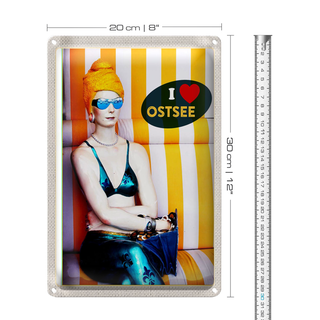 Blechschild Reise 20x30cm Insel Strand Ostsee Figur