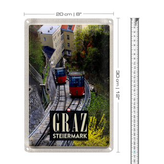 Blechschild Reise 20x30cm Graz Steiermark Gondel Natur Urlaub