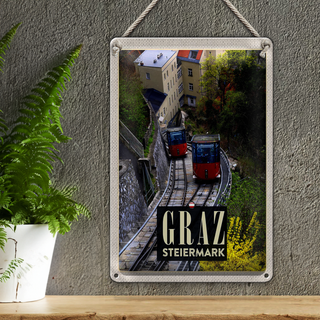 Blechschild Reise 20x30cm Graz Steiermark Gondel Natur Urlaub