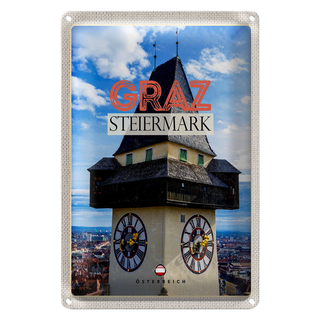 Blechschild Reise 20x30cm Graz Steiermatk Kirche Ausblick Stadt