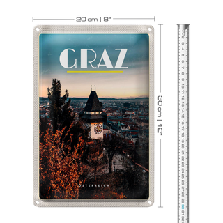 Blechschild Reise 20x30cm Graz Österreich Kirche Altstadt Urlaub