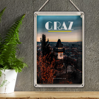 Blechschild Reise 20x30cm Graz Österreich Kirche Altstadt Urlaub