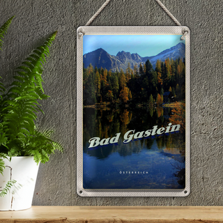 Blechschild Reise 20x30cm Bad Gastein Österreich See Natur Wald