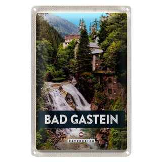 Blechschild Reise 20x30cm Bad Gastein Wasserfall Natur Wald