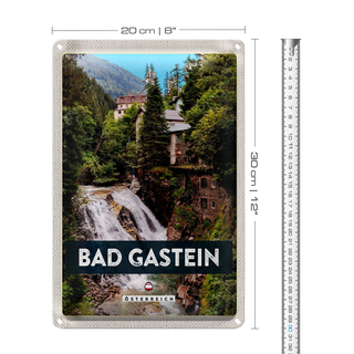 Blechschild Reise 20x30cm Bad Gastein Wasserfall Natur Wald