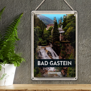 Blechschild Reise 20x30cm Bad Gastein Wasserfall Natur Wald