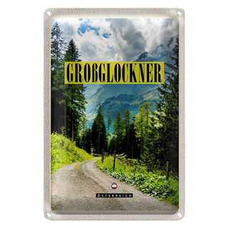Blechschild Reise 20x30cm Großblockner Berge Schnee Natur Wald