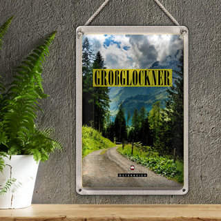 Blechschild Reise 20x30cm Großblockner Berge Schnee Natur Wald