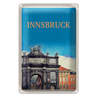 Blechschild Reise 20x30cm Innsbruck Österreich Schloss Skulptur