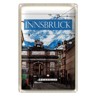 Blechschild Reise 20x30cm Innsbruck Österreich Aussicht Stadt