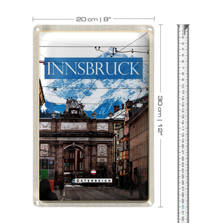Blechschild Reise 20x30cm Innsbruck Österreich Aussicht Stadt