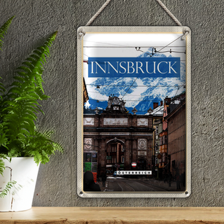 Blechschild Reise 20x30cm Innsbruck Österreich Aussicht Stadt