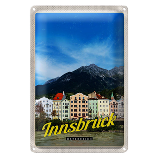 Blechschild Reise 20x30cm Innsbruck Gebirge Natur Aussicht Stadt