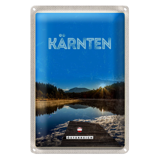 Blechschild Reise 20x30cm Kärnten See Österreich Sonnenaufgang