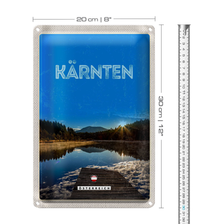 Blechschild Reise 20x30cm Kärnten See Österreich Sonnenaufgang