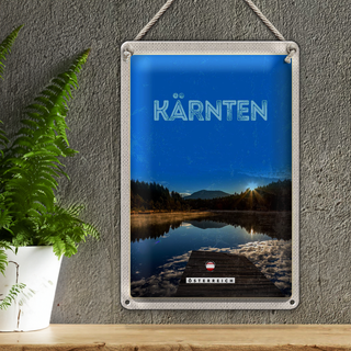 Blechschild Reise 20x30cm Kärnten See Österreich Sonnenaufgang