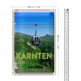 Blechschild Reise 20x30cm Kärnten Östrreich Gondel Urlaub Natur