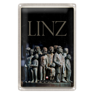 Blechschild Reise 20x30cm Linz Österreich Skulptur Menschen