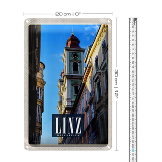 Blechschild Reise 20x30cm Linz Österreich Altstadt Kirche Urlaub