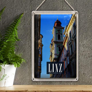 Blechschild Reise 20x30cm Linz Österreich Altstadt Kirche Urlaub