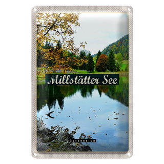 Blechschild Reise 20x30cm Millstätten See Natur Wald Urlaub