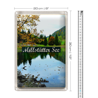 Blechschild Reise 20x30cm Millstätten See Natur Wald Urlaub