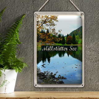 Blechschild Reise 20x30cm Millstätten See Natur Wald Urlaub