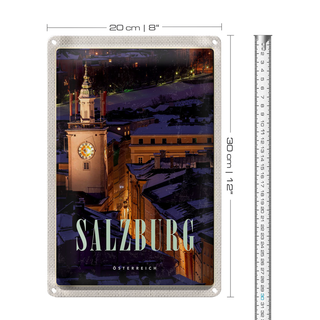Blechschild Reise 20x30cm Salzburg Österreich Kirche Altstadt