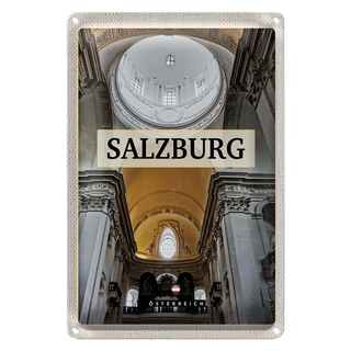 Blechschild Reise 20x30cm Salzburg Österreich Kirche von innen