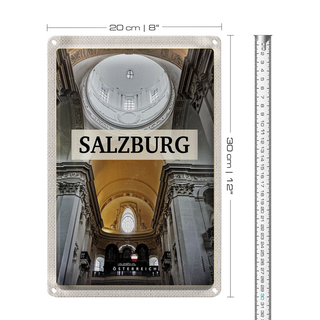 Blechschild Reise 20x30cm Salzburg Österreich Kirche von innen