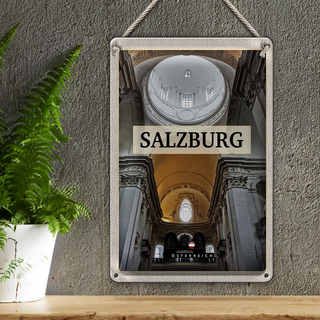 Blechschild Reise 20x30cm Salzburg Österreich Kirche von innen