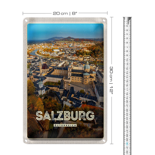 Blechschild Reise 20x30cm Salzburg Österreich Schloss Altstadt