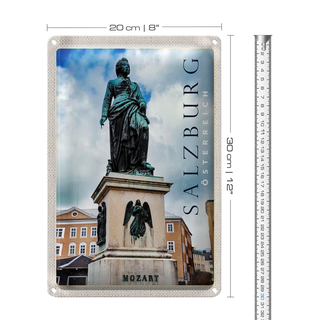 Blechschild Reise 20x30cm Salzburg Mittelalter Skulptur Altstadt