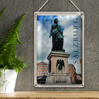 Blechschild Reise 20x30cm Salzburg Mittelalter Skulptur Altstadt