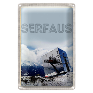 Blechschild Reise 20x30cm Serfaus Österreich Schnee Winterzeit