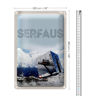 Blechschild Reise 20x30cm Serfaus Österreich Schnee Winterzeit