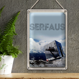 Blechschild Reise 20x30cm Serfaus Österreich Schnee Winterzeit