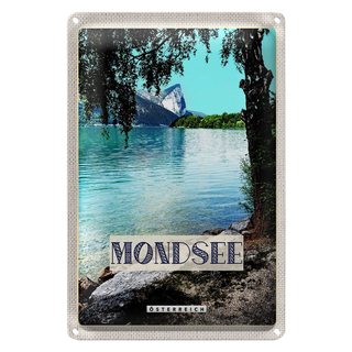 Blechschild Reise 20x30cm Mondsee Österreich See Wald Urlaub