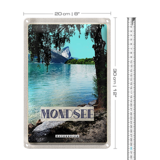 Blechschild Reise 20x30cm Mondsee Österreich See Wald Urlaub