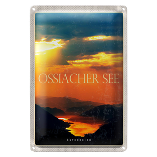 Blechschild Reise 20x30cm Ossiacher See Natur Sonnenuntergang
