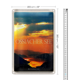 Blechschild Reise 20x30cm Ossiacher See Natur Sonnenuntergang